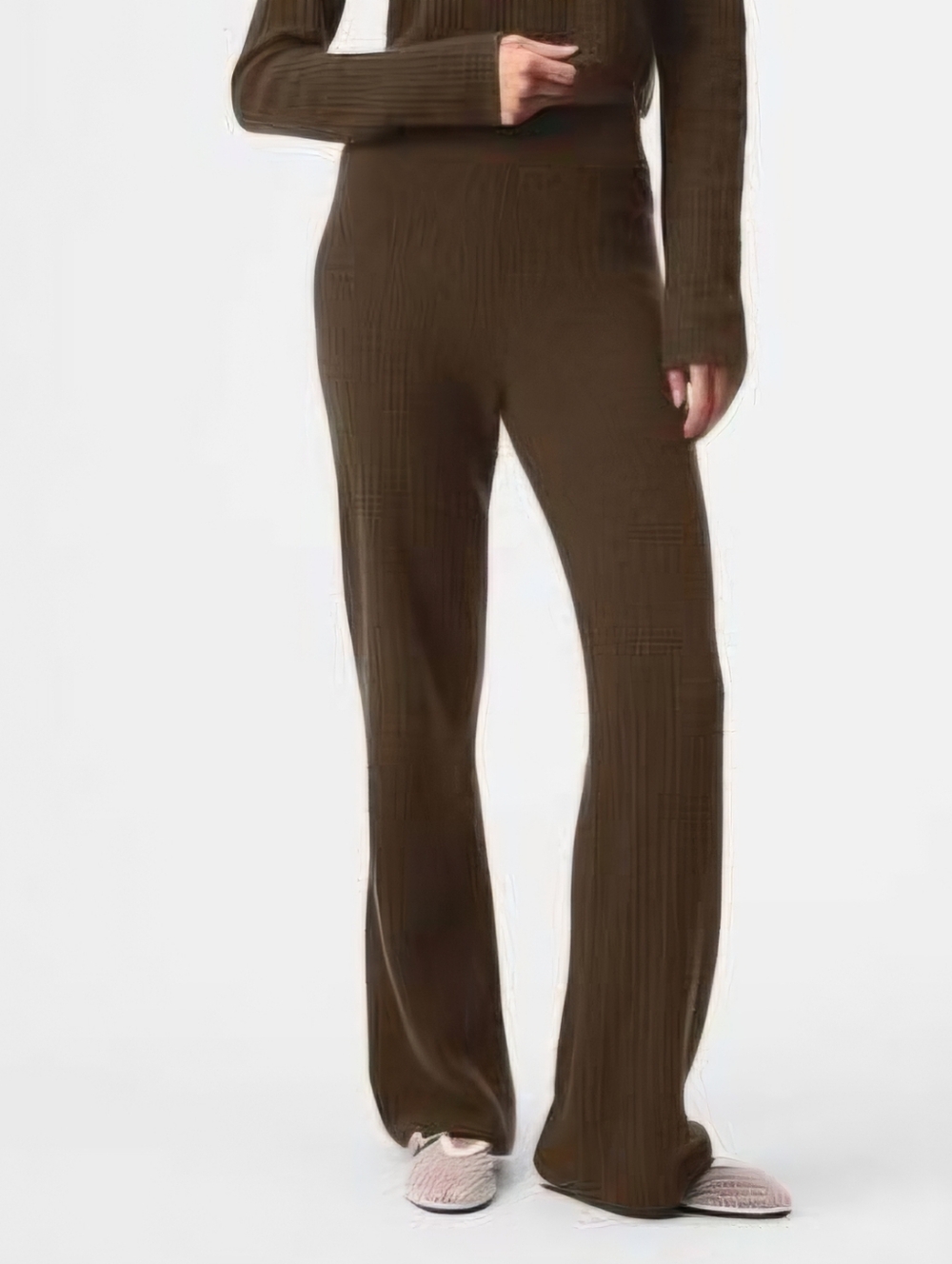 Alo Yoga Plush Waffle High Waist Cashmere Pant in Espresso Brown sz SMALL